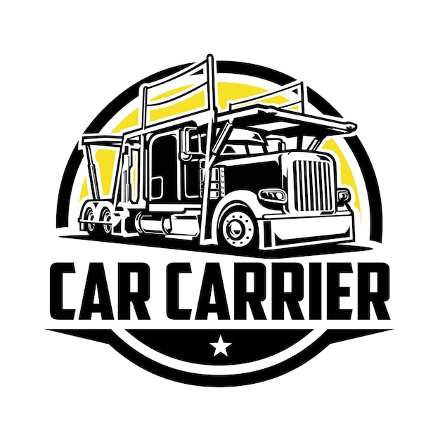 Premium Car Carrier Transporter Truck Logo Vector Isolé Meilleur Pour L'industrie Liée Aux Camions De Fret