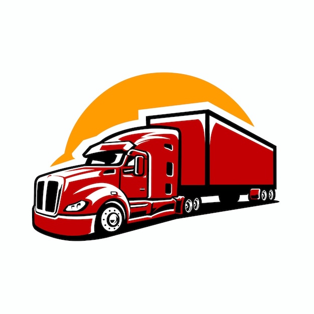 Premium Semi Truck 18 Wheeler Vector Illustration Isolé Sur Fond Blanc