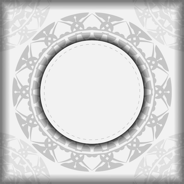 Préparer Une Invitation Avec Une Place Pour Votre Texte Et Des Motifs Grecs. Modèle Vectoriel Pour Cartes Postales De Conception D'impression Couleurs Blanches Avec Des Motifs De Mandala Noirs.