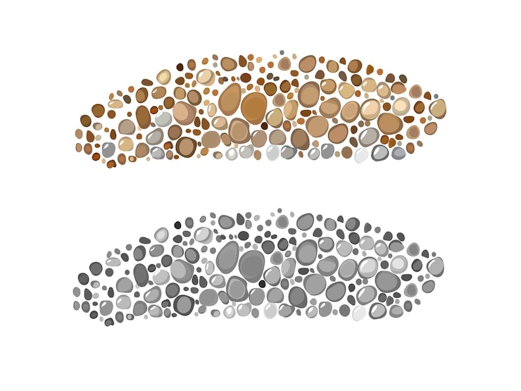 Vecteur près du sable et de la pierre ronde sur fond blanc