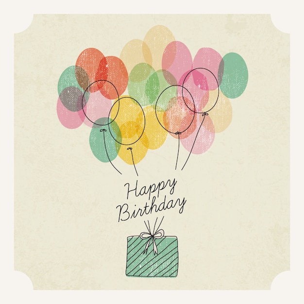 Présent Aquarelle anniversaire avec des ballons
