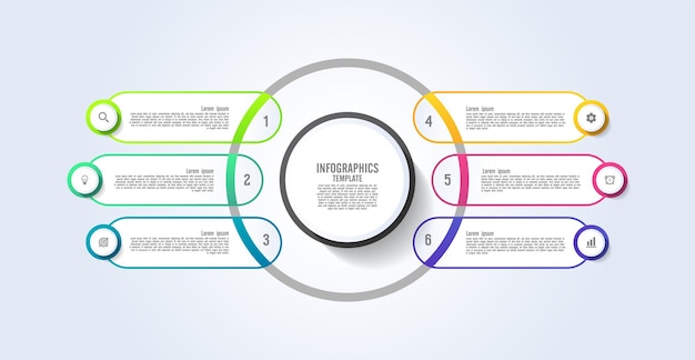 Présentation Business Abstract Background Infographie Modèle Cercle Coloré Avec Six étapes