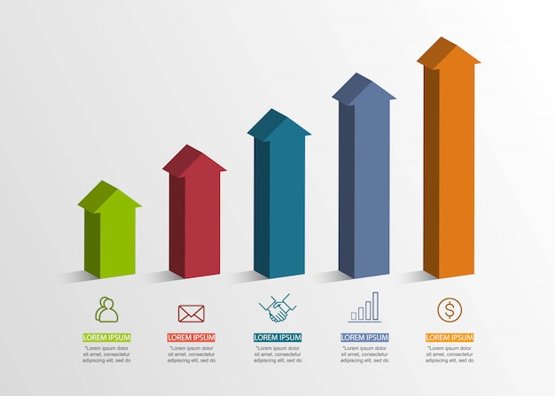 Présentation du concept créatif Volume Infographie 3D Avec 5 options v