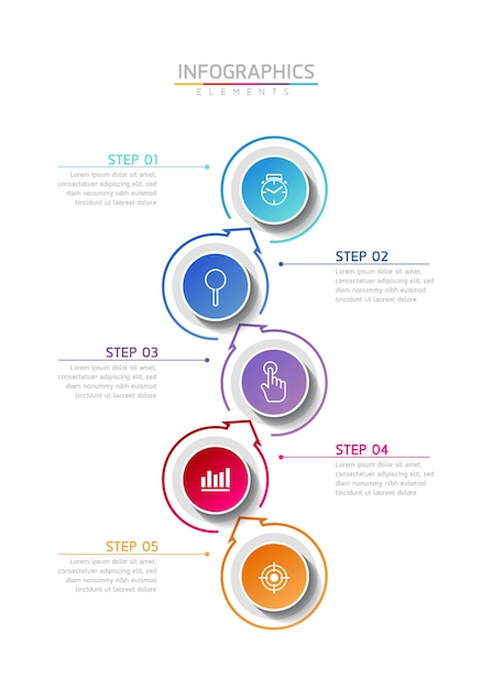 Présentation du modèle de conception infographique illustration vectorielle 5 options ou étapes
