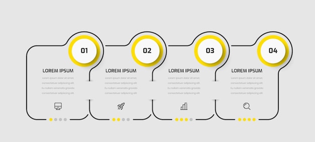 Présentation Du Modèle D'infographie D'entreprise Conception Abstraite Avec Des Chiffres Et Des Icônes De Couleur Jaune 4