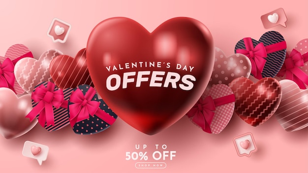 Vecteur présentation du produit 3d de la saint-valentin pour la bannière, la publicité et les affaires. illustration vectorielle