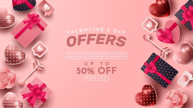 Présentation du produit 3D de la Saint-Valentin pour la bannière, la publicité et les affaires. illustration vectorielle