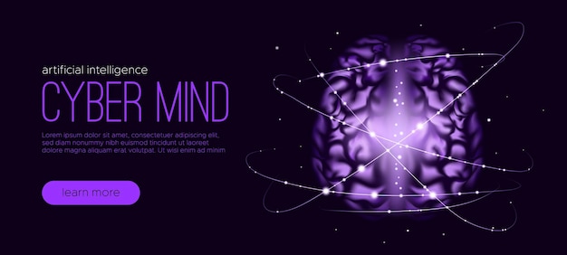 Présentation futuriste de l'esprit cybernétique et des mégadonnées