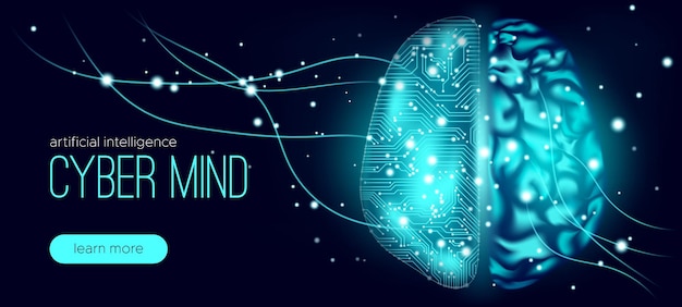 Présentation futuriste de l'esprit cybernétique et des mégadonnées