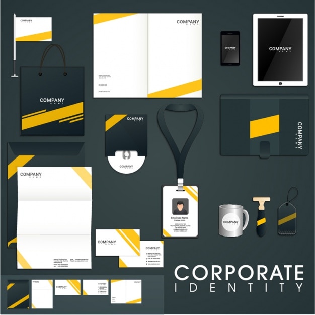 Vecteur présentation de l&#39;identité d&#39;entreprise avec des détails jaunes