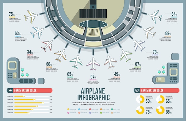 Vecteur présentation infographique de l'avion