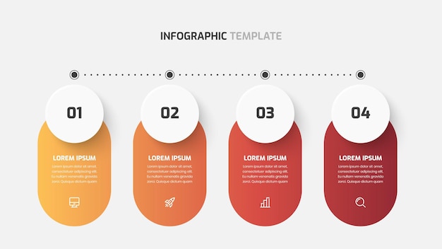 Présentation Infographique De La Chronologie De L'entreprise Avec Numéro Et Icône De L'étiquette Du Cercle De Couleur Dégradé 4