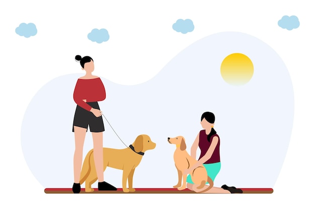 Présenter les animaux de compagnie les uns aux autres Illustration vectorielle