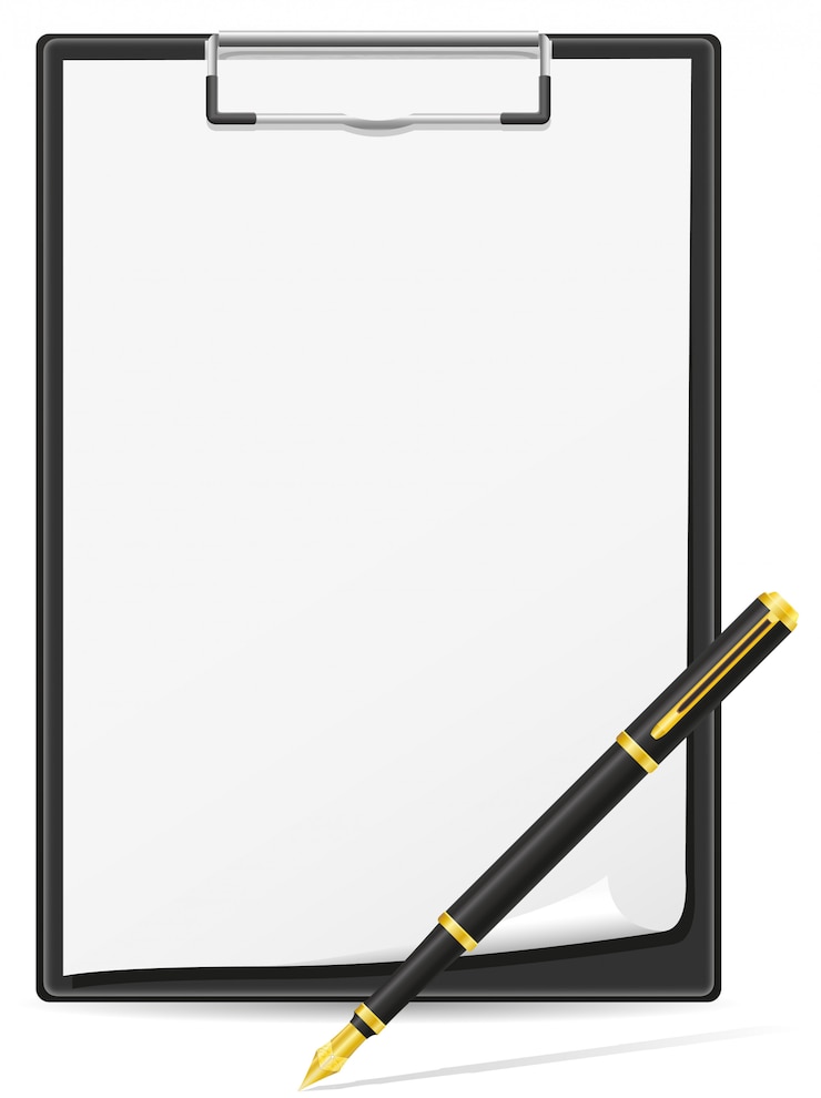 Vecteur presse-papier vierge avec stylo