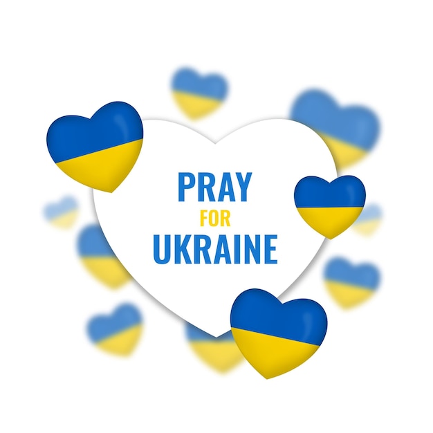 Priez Pour Le Coeur De L'ukraine Dans Le Drapeau Bleu Et Jaune De L'ukraine