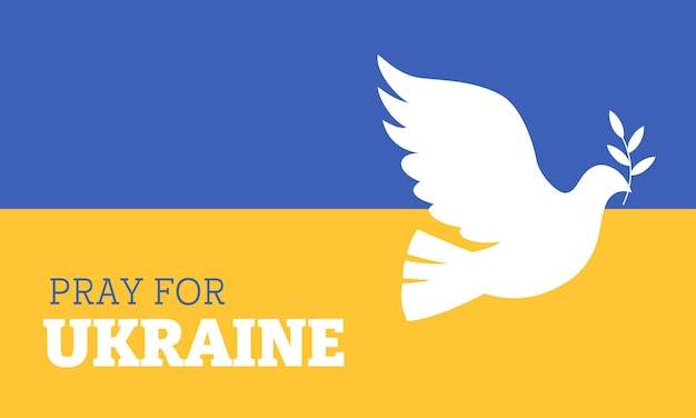 Priez Pour Le Fond De L'ukraine Colombe Blanche Avec Une Branche D'olivier Sur Fond De Drapeau De L'ukraine Télévision Vectorielle