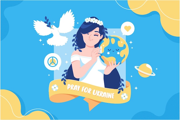Priez Pour L'illustration Du Concept De Paix En Ukraine