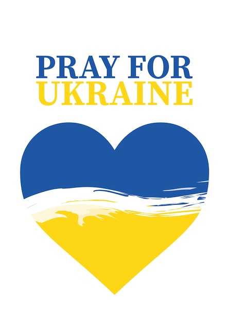 Vecteur priez pour l'inscription de l'ukraine patriotique ukraine coeur drapeau forme vecteur icône symboles de pays ukrainiens en bleu jaune ua couleurs nationales sur illustration vectorielle fond blanc