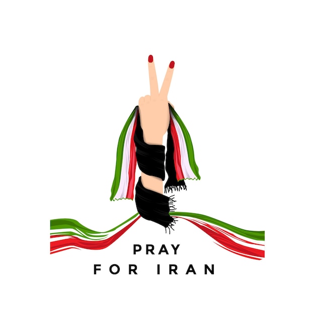 Priez Pour Le Symbole Du Doigt De La Liberté De La Vie Des Femmes Iraniennes