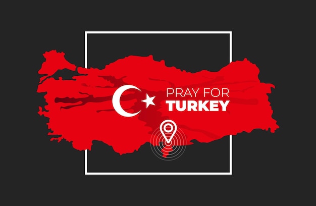Priez pour la Turquie Illustration vectorielle d'une carte de la Turquie avec le texte