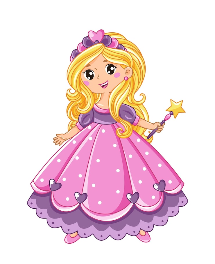 Vecteur princesse avec bâton magique