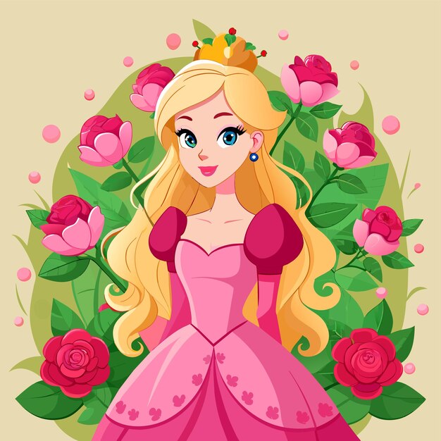 Vecteur princesse héritière royale dessinée à la main, mascotte élégante, dessin de personnage de dessin animé, concept d'icône d'autocollant