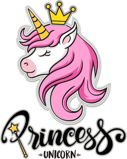 Princesse, Licorne Mignonne Avec La Couronne