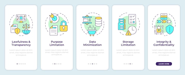 Principes du RGPD sur l'écran d'intégration des applications mobiles