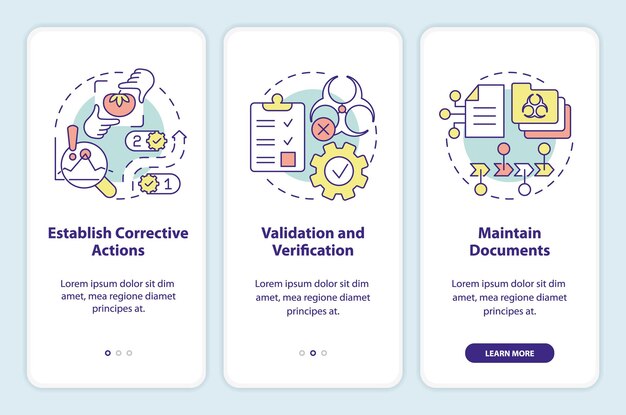 Principes de l'écran de l'application mobile d'intégration HACCP
