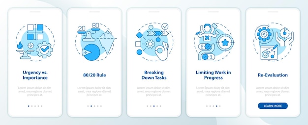 Principes de priorisation écran bleu d'intégration de l'application mobile