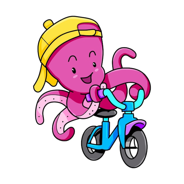 Printcute Poulpe Faisant Du Vélo Joyeusement