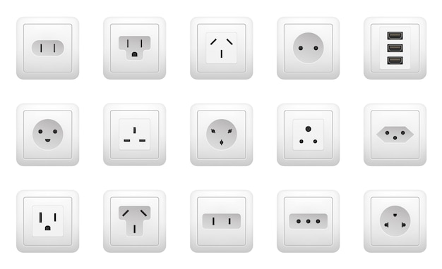 Prise de courant uk type électrique interrupteur dispositif d'alimentation concept design graphique illustration de l'élément