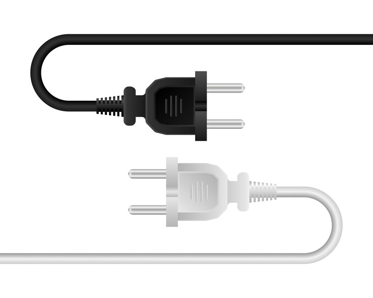 Prise électrique Le concept de connexion Concept de connexion Câble de prise électrique noir ou blanc
