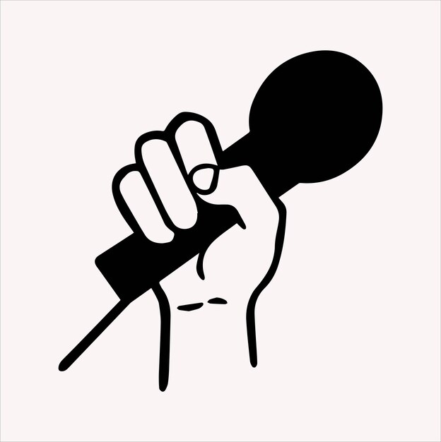 prise de microphone par illustration de silhouette vectorielle à la ligne de la main