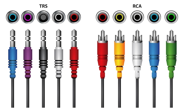 Prise Rca Réaliste Pour Entrée Audio Et Vidéo élément De Connecteur De Câble De Données Usb Hdmi Trs