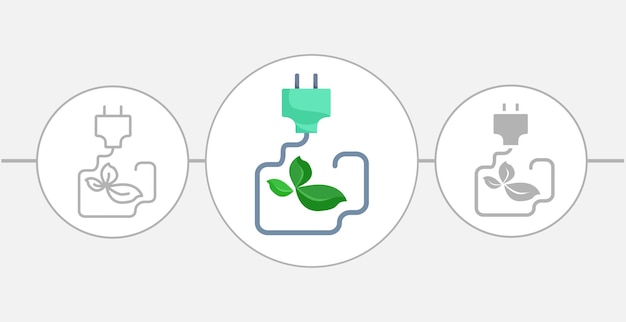 Prise Verte Consommation D'énergie Illustration Plate Isolée Icône De Ligne D'énergie Alternative