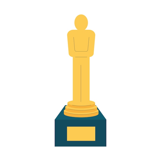 Prix du cinéma d'or Illustration vectorielle plate. statuette de cinéma jaune.