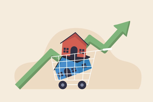 Prix Du Marché Immobilier En Hausse Graphique Achat De Maison Neuve Maison à L'intérieur Du Chariot De Panier