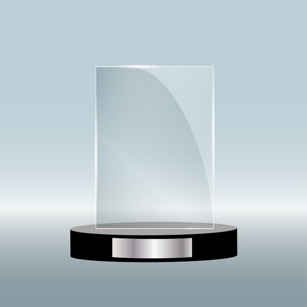 Prix de verre vide isolé, modèle de trophée transparent.