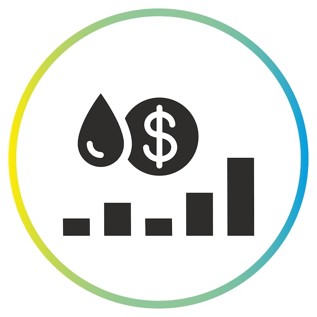 Vecteur prix ou volume tarifaire de l'eau icône coût de l'approvisionnement en eau symbole plat