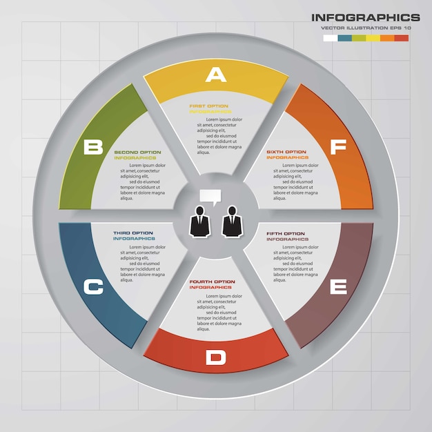 Processus En 6 étapes. élément De Conception Abstraite Simple Et Modifiable. Vecteur.