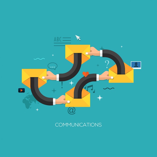 Vecteur processus de communication infographie web plat