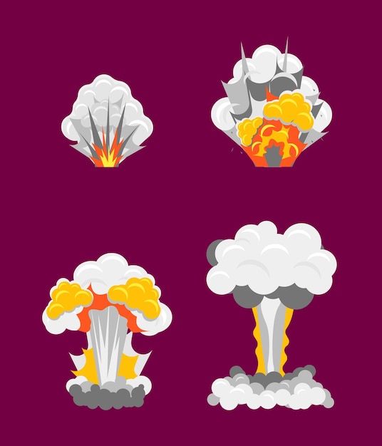 Vecteur processus d'étapes de dessin animé d'effet d'explosion set vector