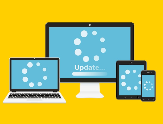 Processus De Mise à Jour Du Logiciel Sur Les écrans Des Appareils