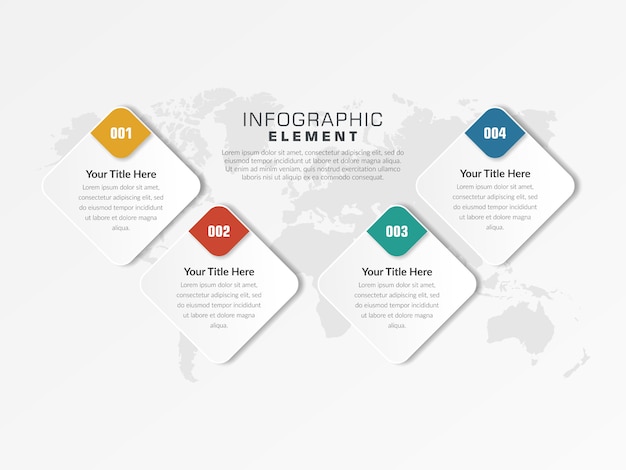 Processus opérationnel de l'élément infographique coloré en six points