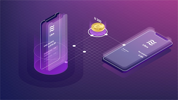 Processus de paiement de devise numérique WebLibra sur smartphone