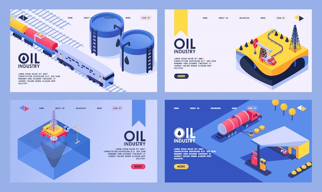 Production Isométrique De L'industrie Pétrolière Avec Plate-forme De Forage Et Illustration De Transport