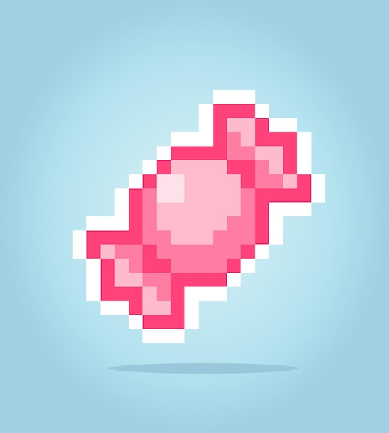 Produit alimentaire de bonbons pixel 8 bits pour les actifs de jeu en illustration vectorielle