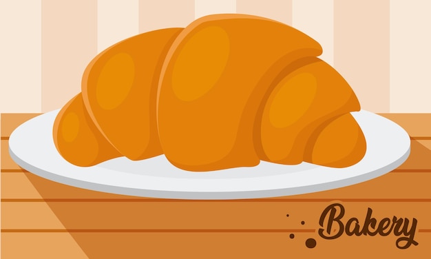 Produit de boulangerie croissant français isolé sur une table illustration vectorielle