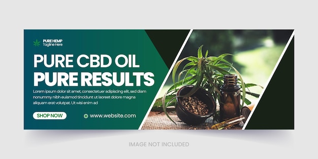 Vecteur produit de chanvre huile cbd médias sociaux et modèle de couverture facebook de cannabis sativa